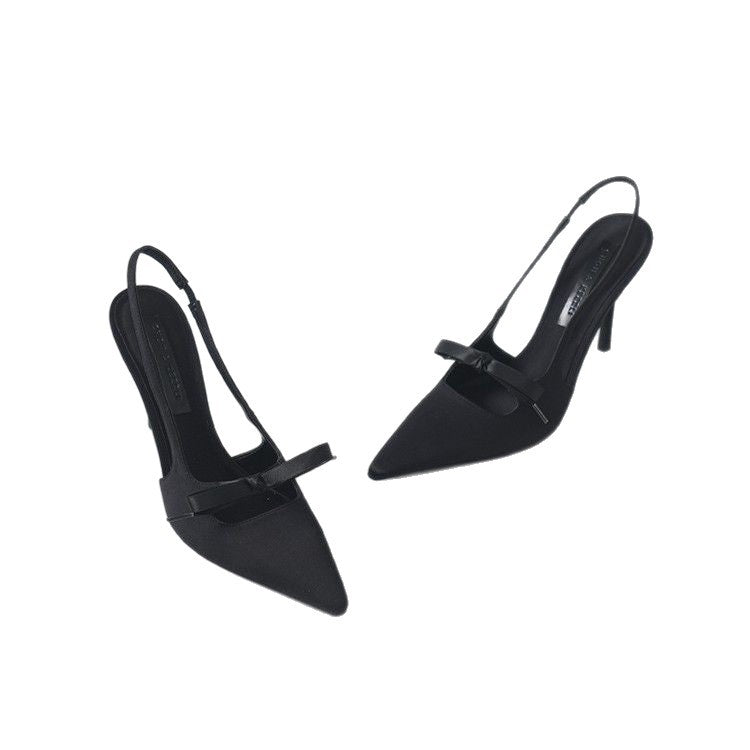 Satin High Heels mit Schleife