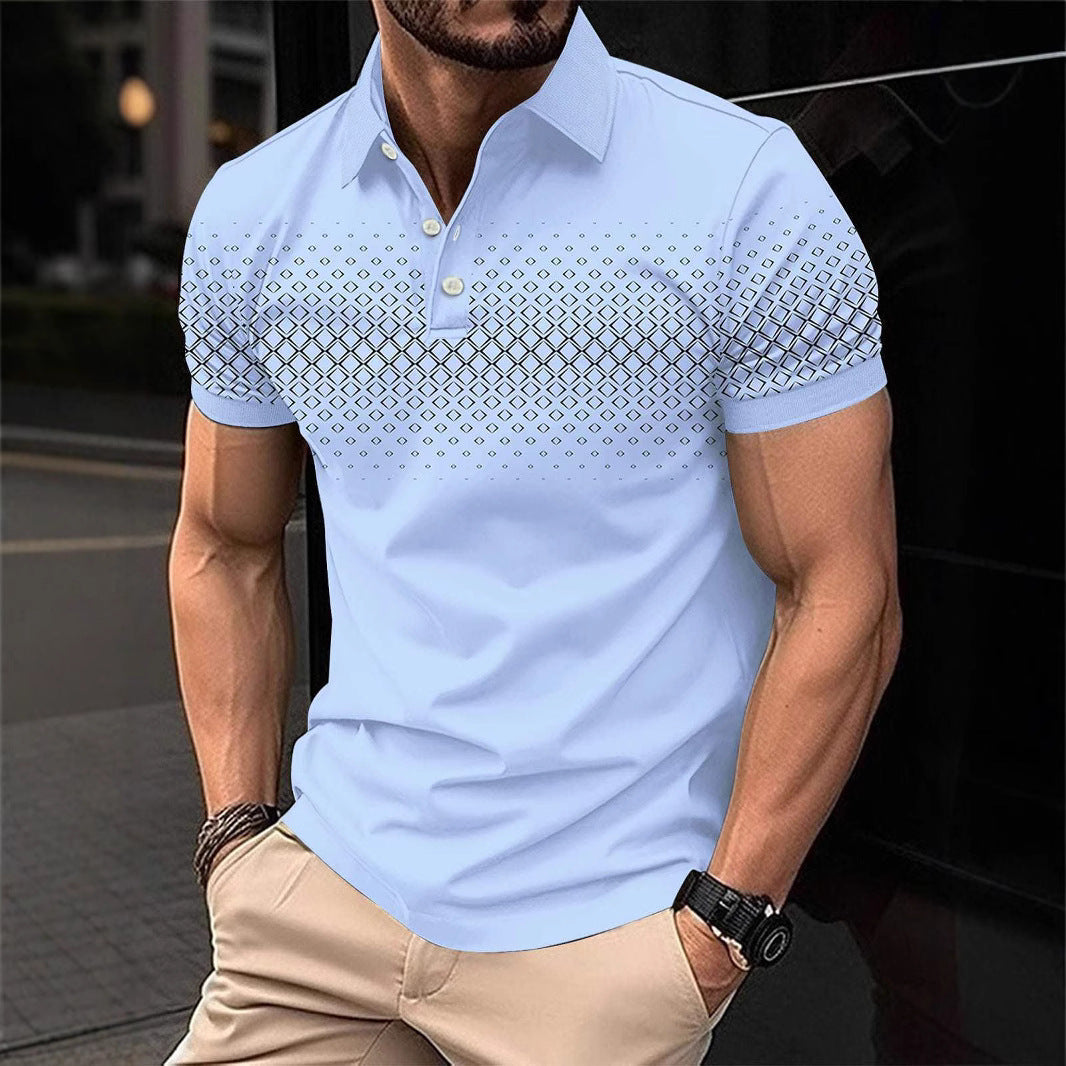 Herren-Casual Plaid-Print Polo-Shirt