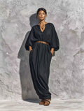 V-Ausschnitt Batwing-Ärmel Kleid – Bild 10 | LuxeStyle