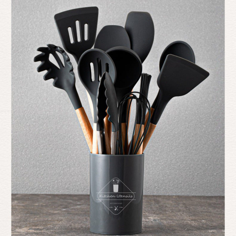 Silikon-Küchenhelfer-Set mit Holzgriff (12-teilig) – Bild 1 | LuxeStyle