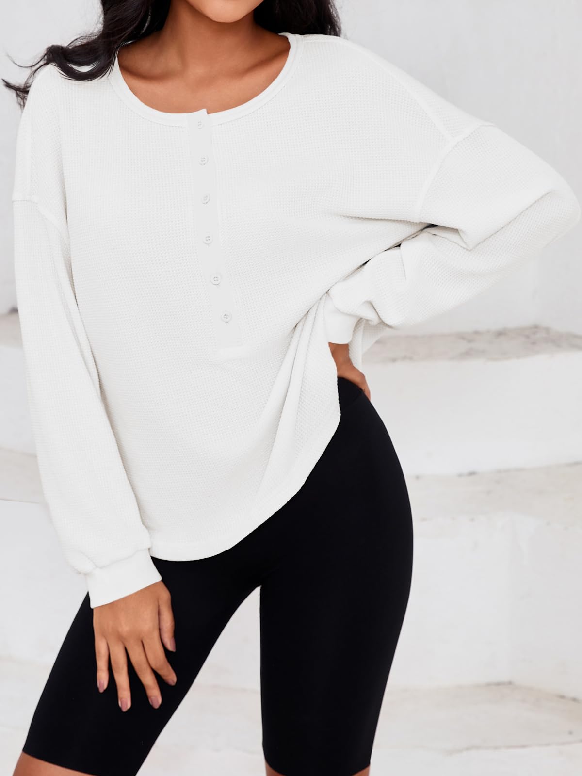 Fisoew Cropped Sweatshirt Waffelstrick