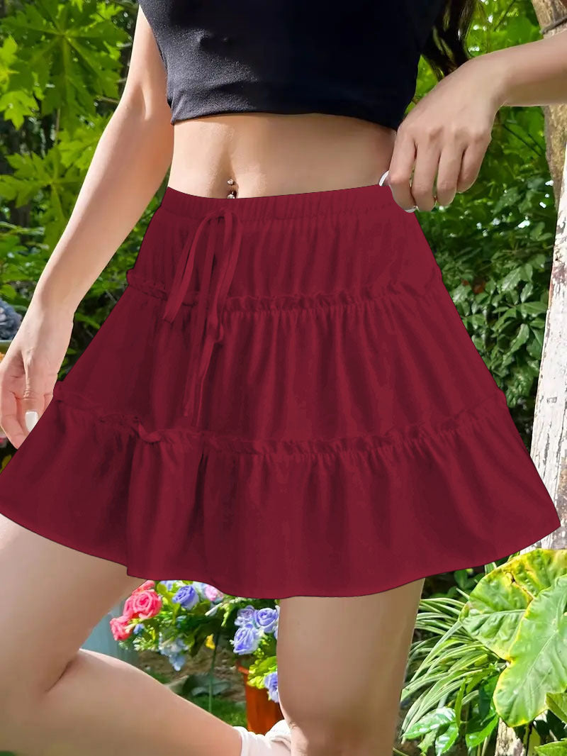 High Waist Minirock mit Rüschen und Innenfutter – Ansicht 4
