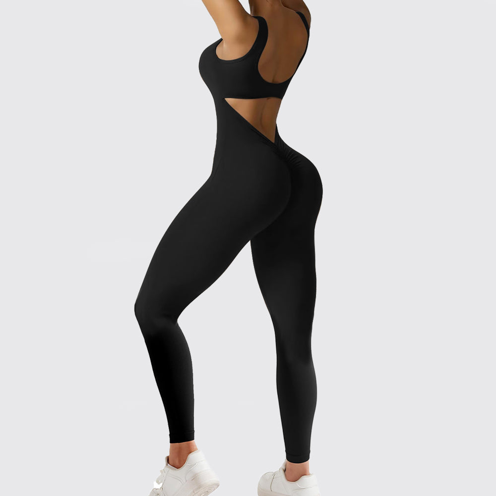 Ärmelloser flared Jumpsuit für Yoga & Fitness
