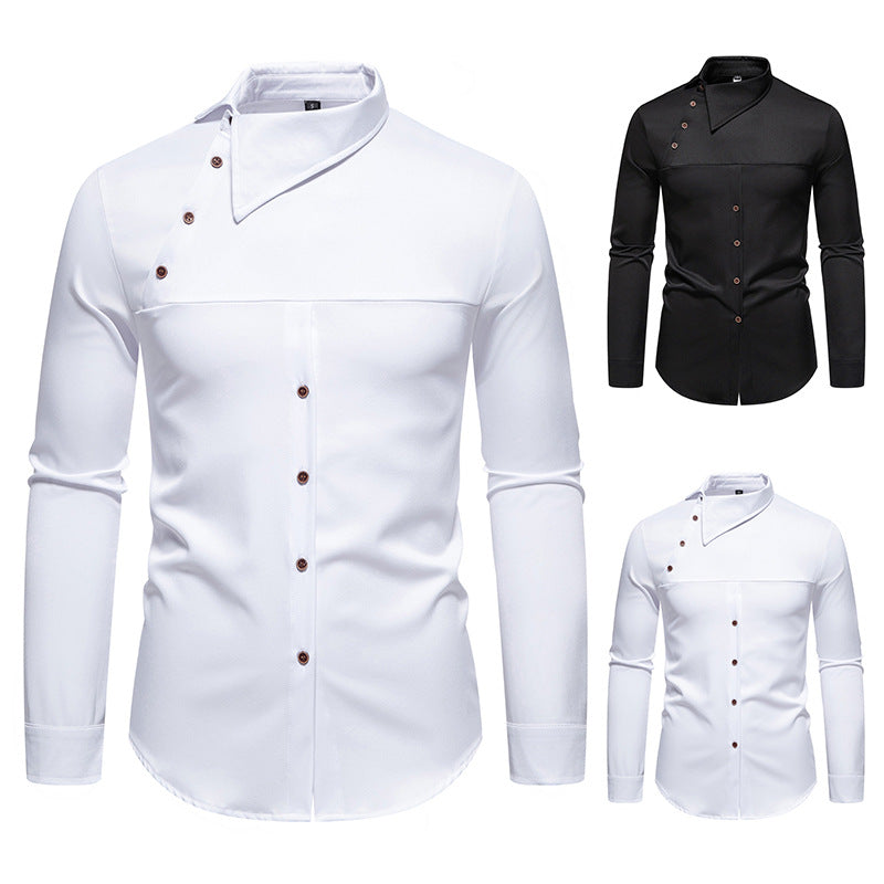 Herren Langarmhemd mit schräger Knopfleiste – Bild 4 | LuxeStyle