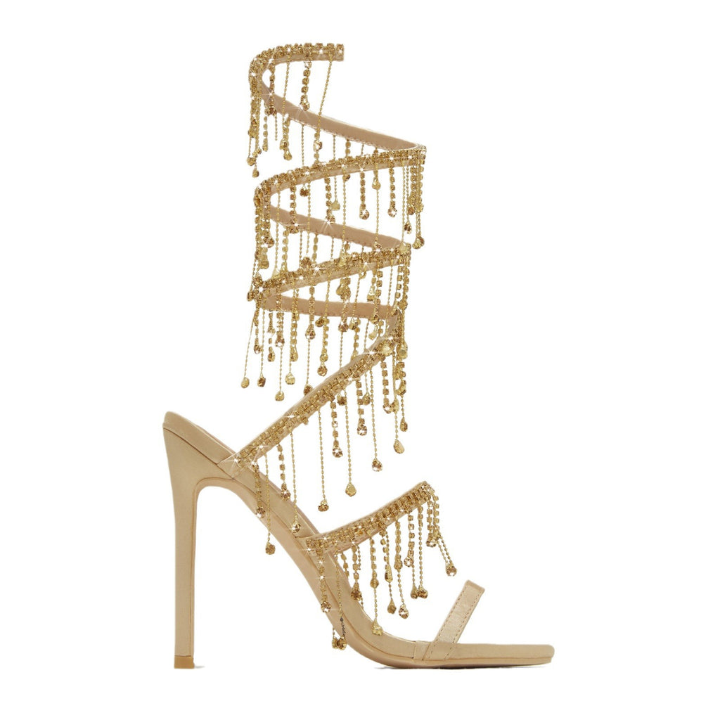 Satin-Sandalen mit Stiletto-Absatz und Strass – Bild 12 | LuxeStyle