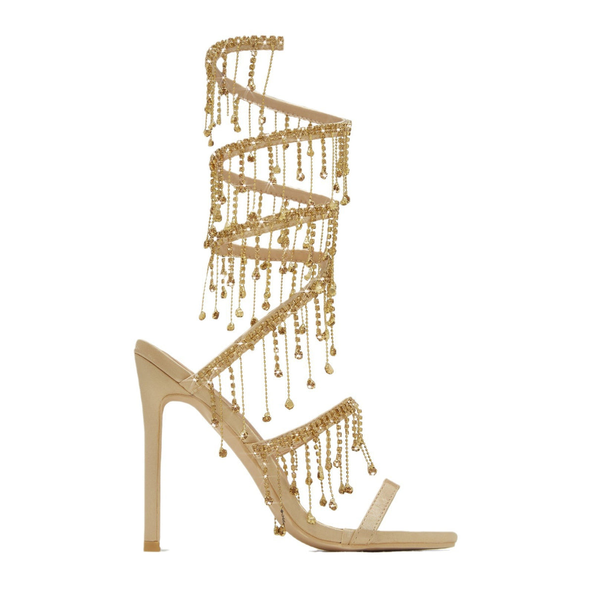 Satin-Sandalen mit Stiletto-Absatz und Strass – Bild 12 | LuxeStyle