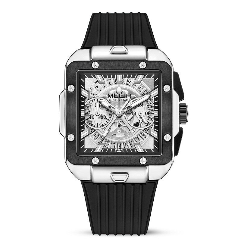 Quadratische Herrenuhr mit Silikonarmband – Bild 1 | LuxeStyle