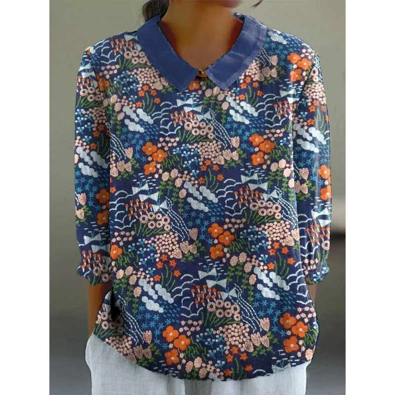 Loose Langarmshirt im Retro-Look