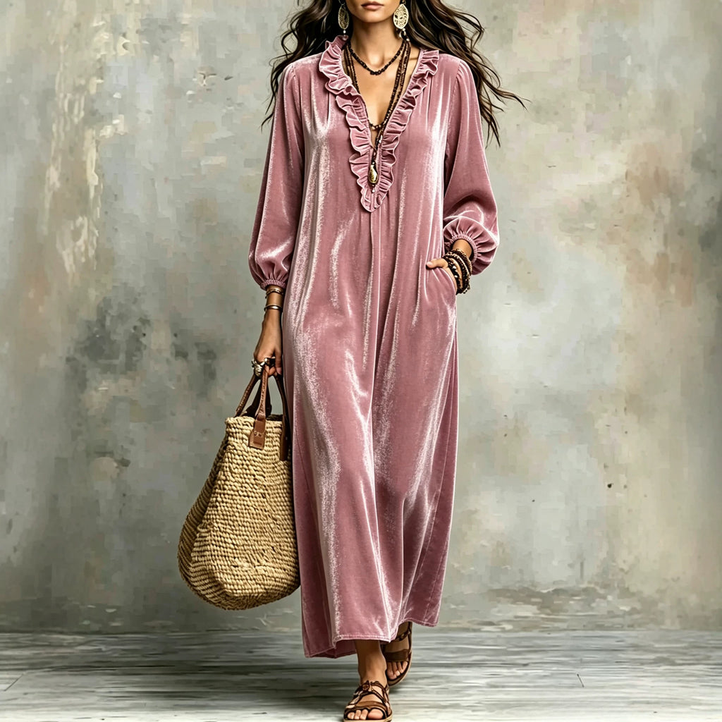 Samtkleid mit Laternenärmeln – Bild 6 | LuxeStyle