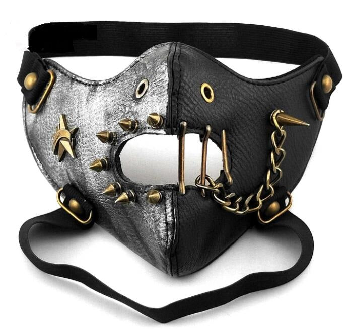 Leder Halbmaske Totenkopf-Reiter Schwarz