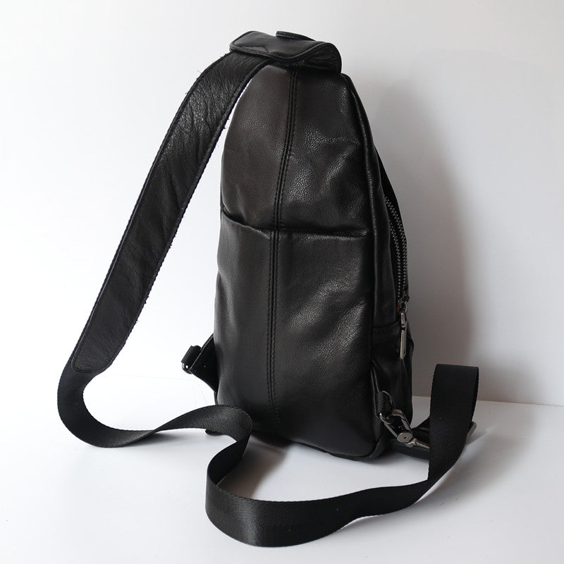 Leinenbrusttasche aus Rindsleder, schwarz – Bild 5 | LuxeStyle