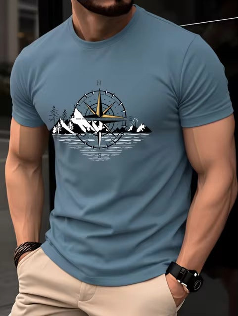 Retro-Kompass-Print-Shirt Herren