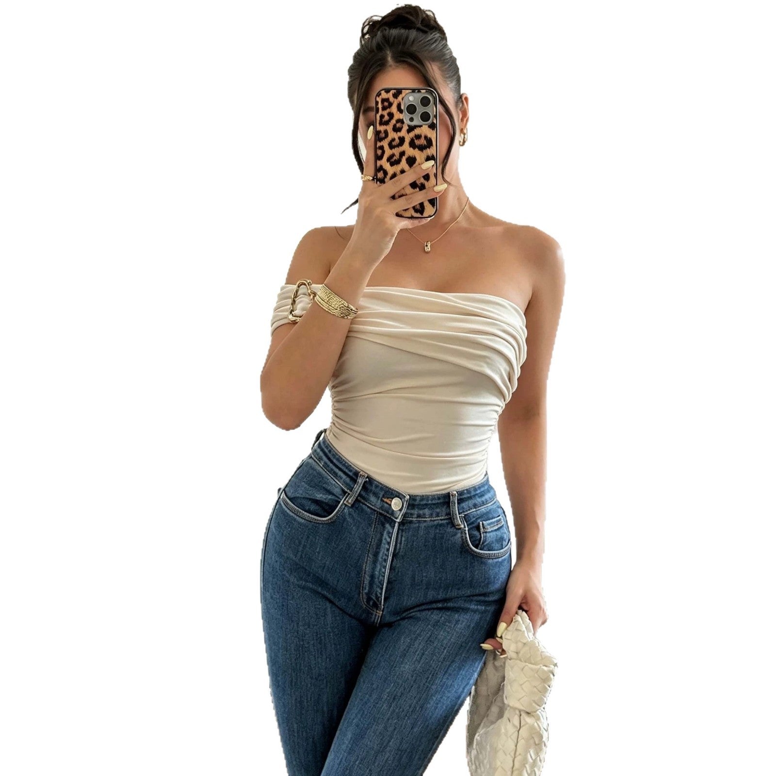 Eleganter Off-Shoulder Jumpsuit mit Plissees