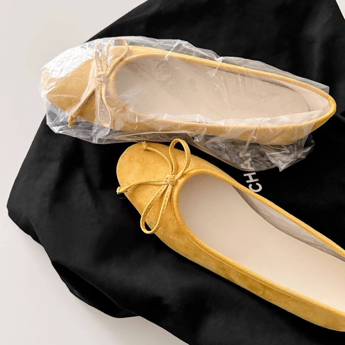 Sheepskin French Bow Gentle Ballet Flats