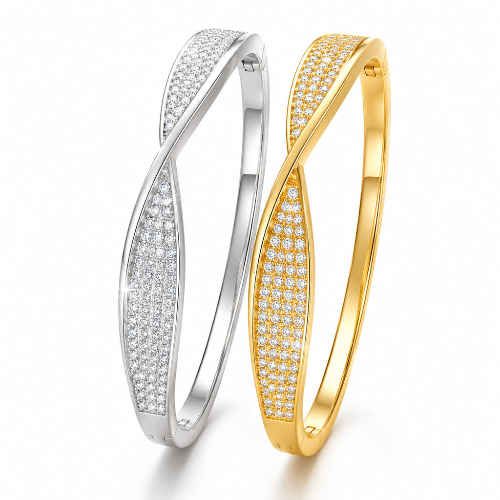 Gedrehtes Armband mit Zirkonia