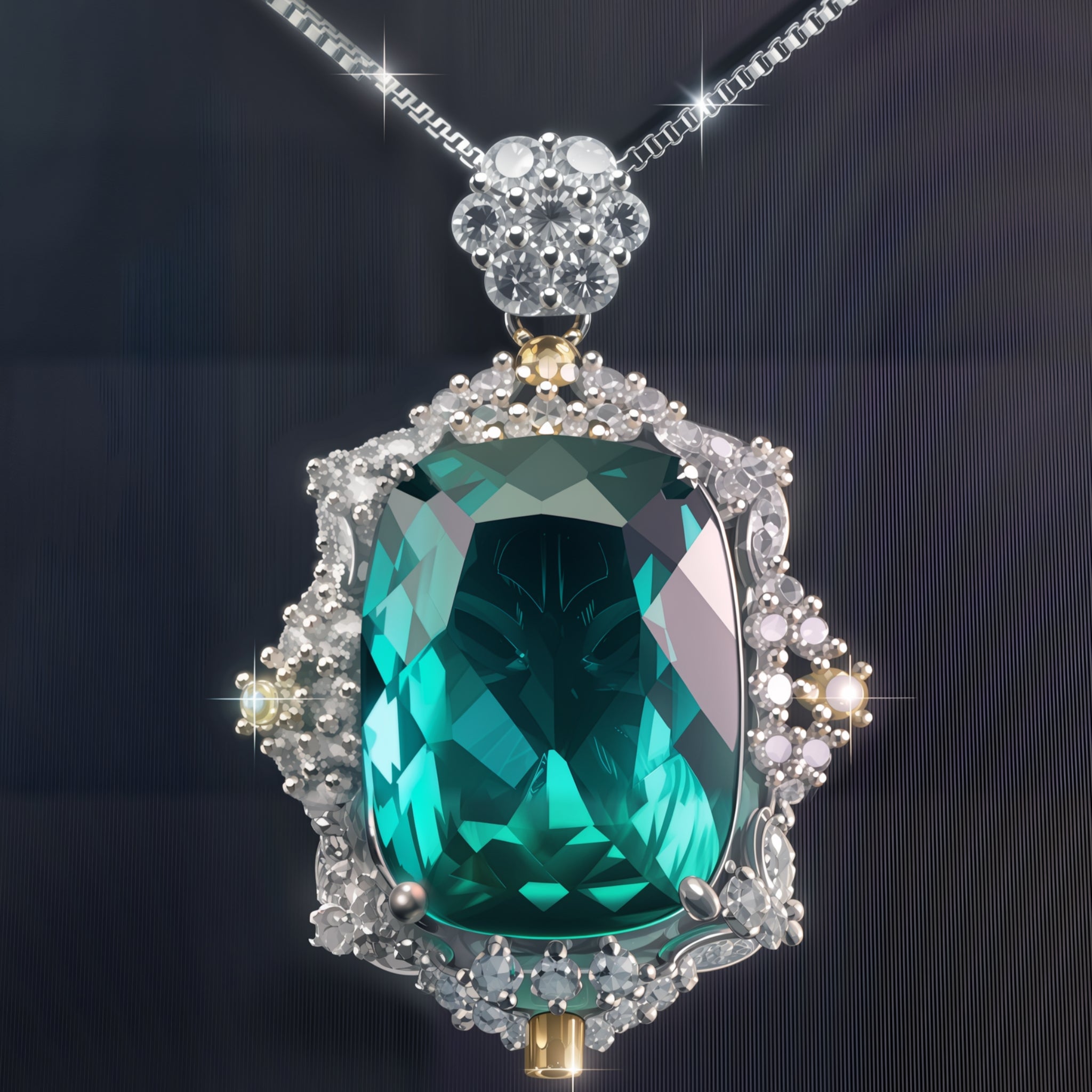 Eleganter Smaragd-Halo-Anhänger, zweifarbig