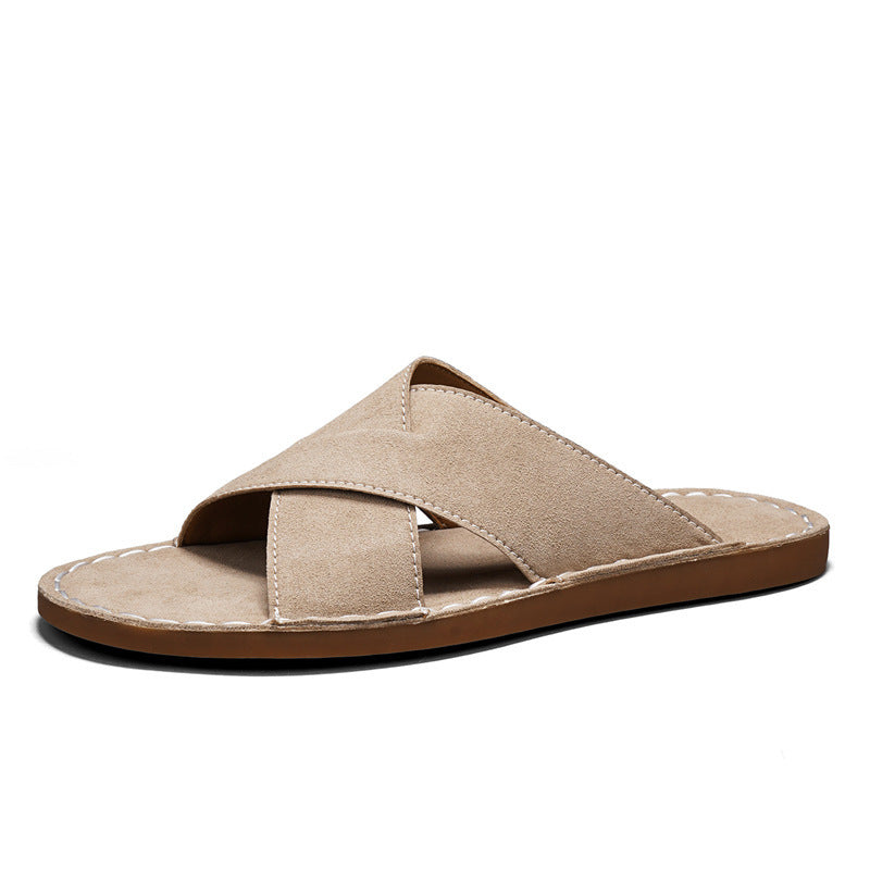Herren-Slides «Porto» · Cross-Strap, Wildleder-Optik