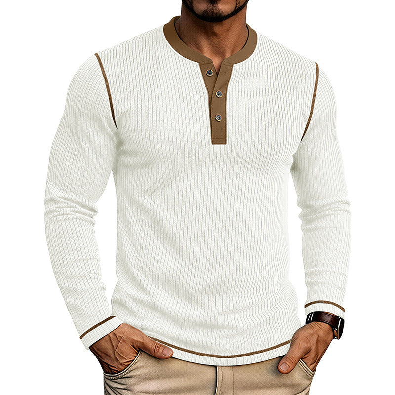 Herren Langarmshirt mit Farbblock Henley