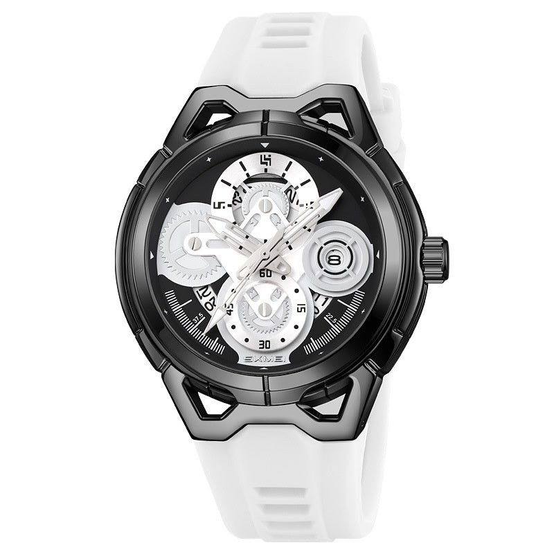 Silber-Case Uhr mit orangefarbenem Armband – Bild 8 | LuxeStyle