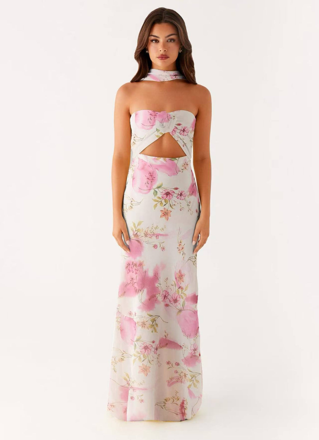 Blumiges Kleid mit Schnürung