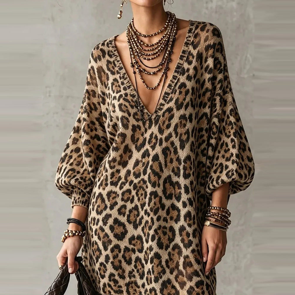 Leoparden‑Print‑Kleid mit Stick‑Panel – Bild 2 | LuxeStyle
