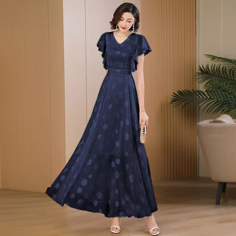 Maxikleid mit Polka Dots und Rüschenärmeln