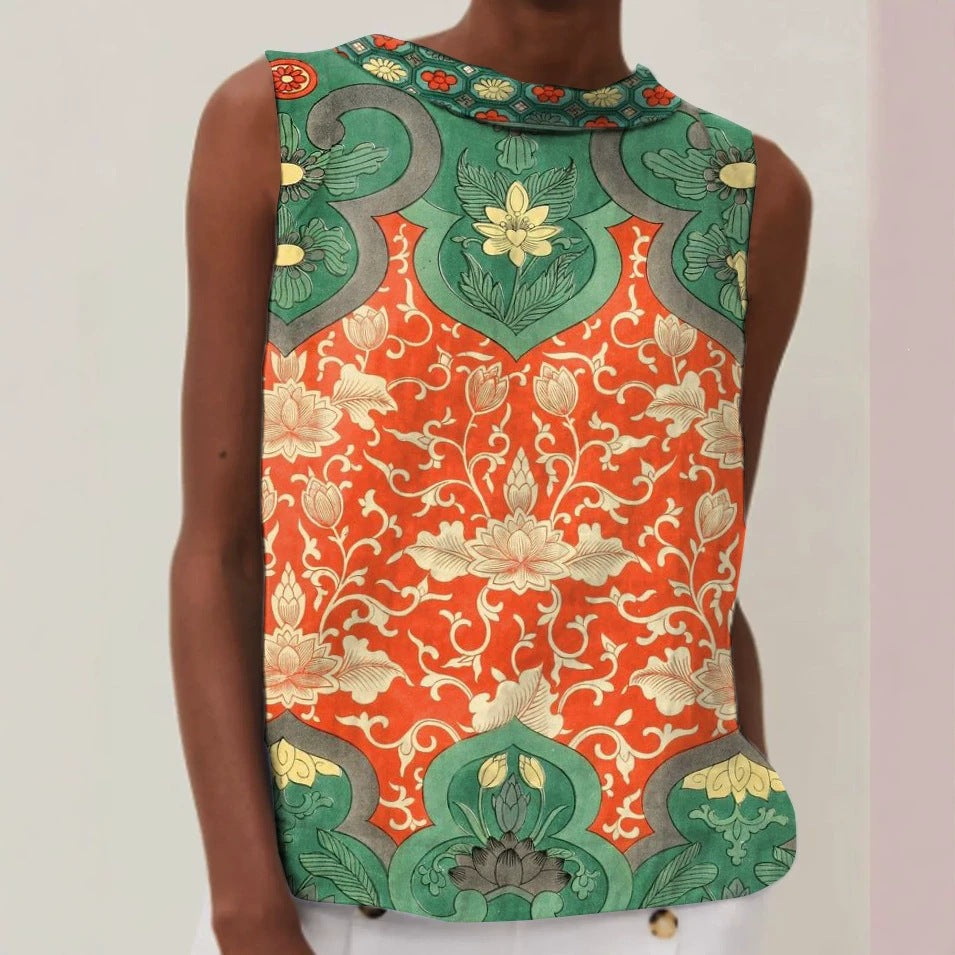 3D Blumenprint Kurzarm-Shirt