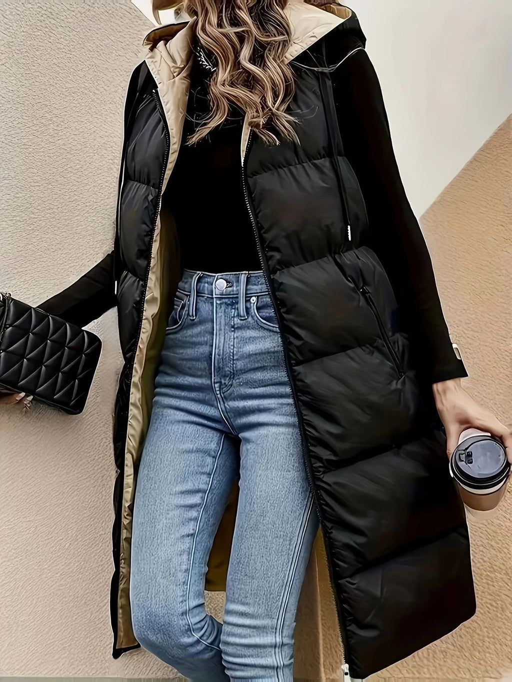 Schwarzes Hooded Vest für Damen – Bild 7 | LuxeStyle