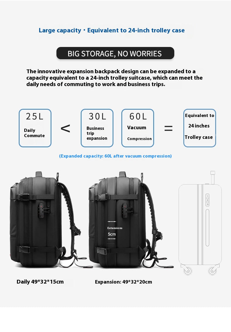 Rucksack Männer 56-75l mit Anti-Diebstahl und Nass-Trockenscheidung – Bild 5 | LuxeStyle