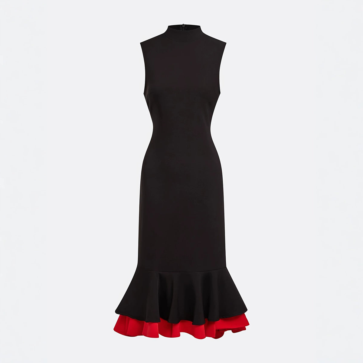 Elegantes Color-Block Midikleid mit Volantsaum – Bild 4 | LuxeStyle