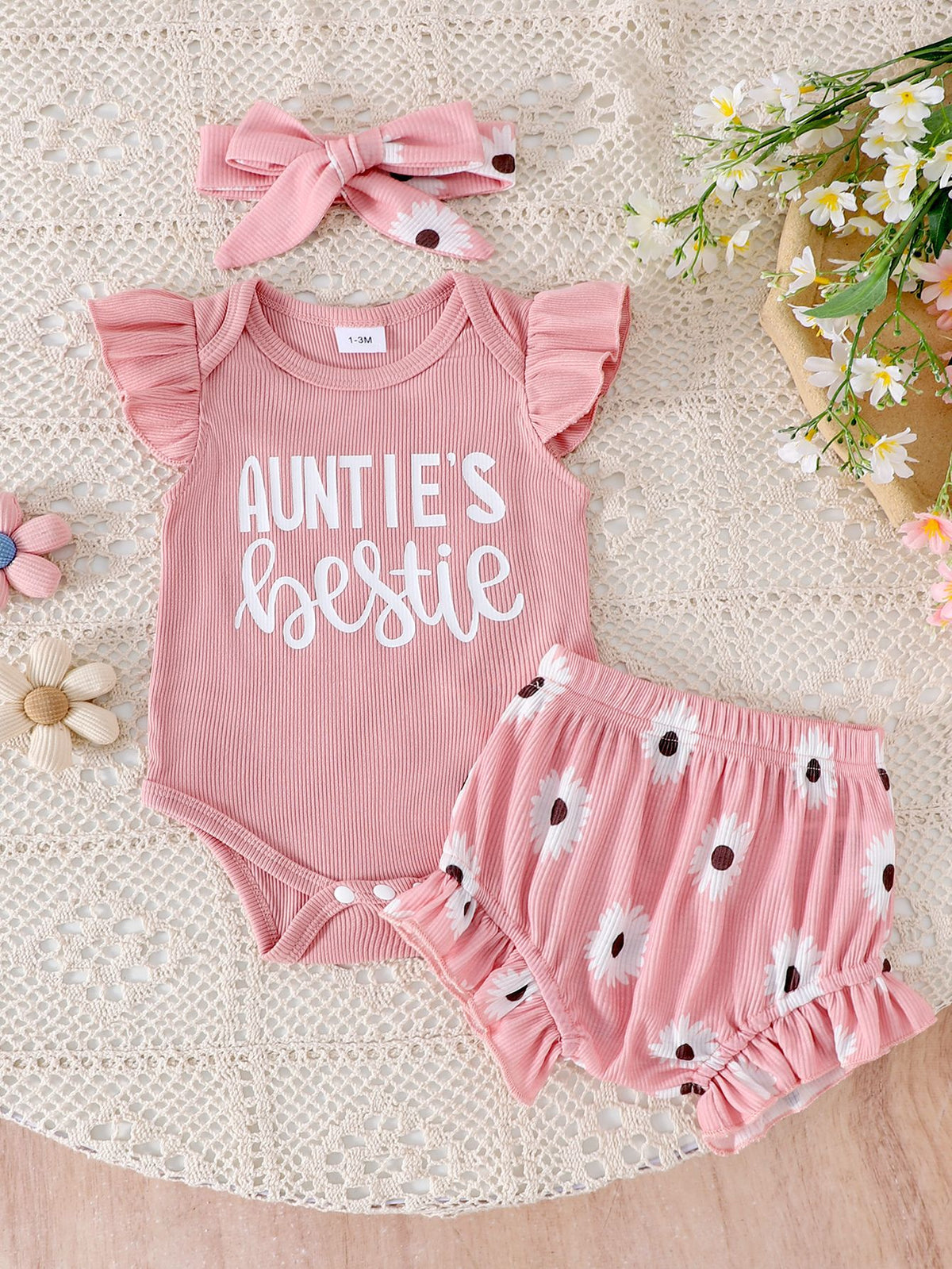 Geripptes Baumwoll-Set für Baby-Mädchen – Bild 5 | LuxeStyle