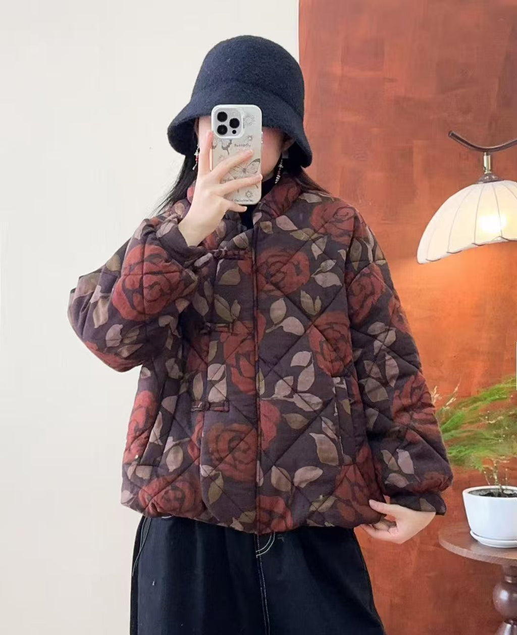 Muster-Standhalsjacke aus Baumwolle und Leinen – Bild 7 | LuxeStyle