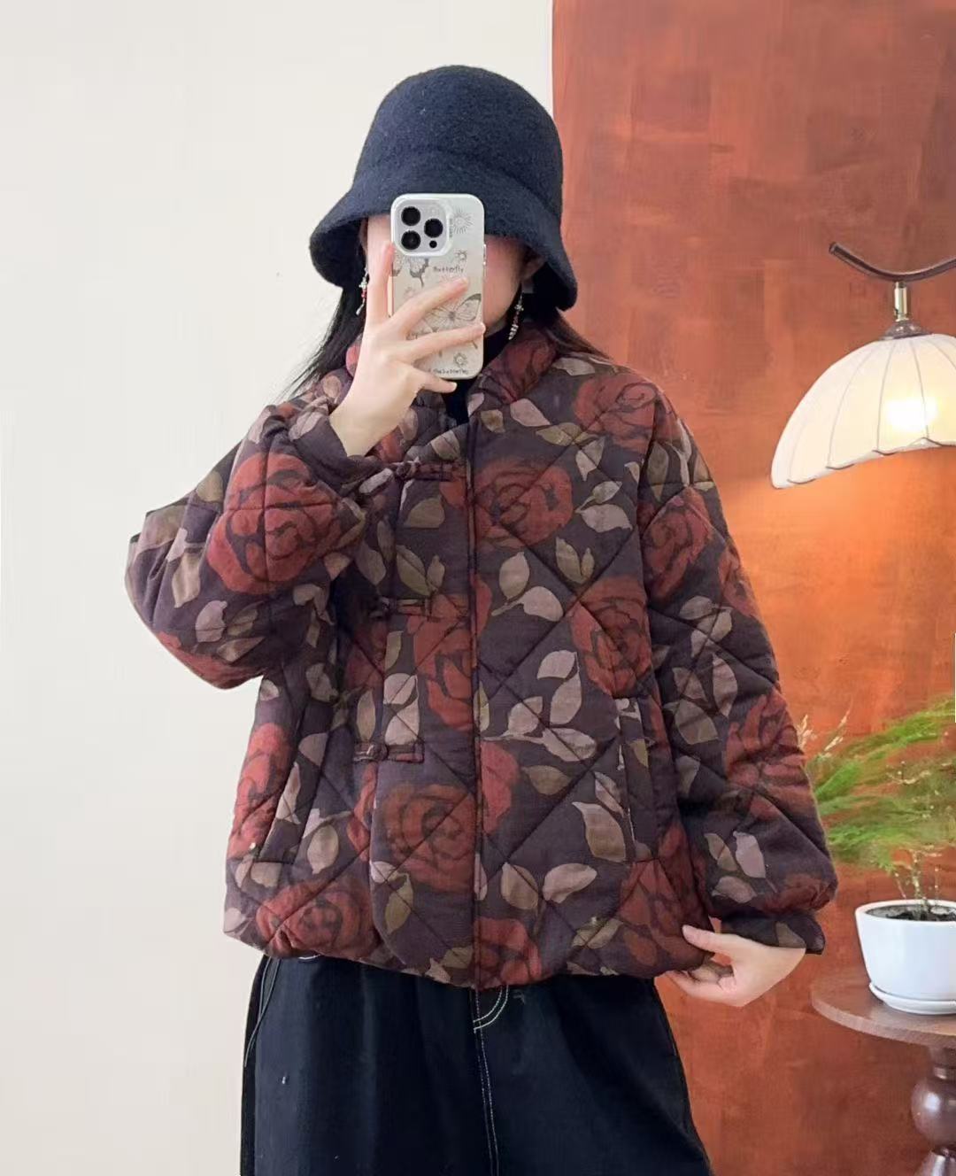 Muster-Standhalsjacke aus Baumwolle und Leinen – Bild 7 | LuxeStyle