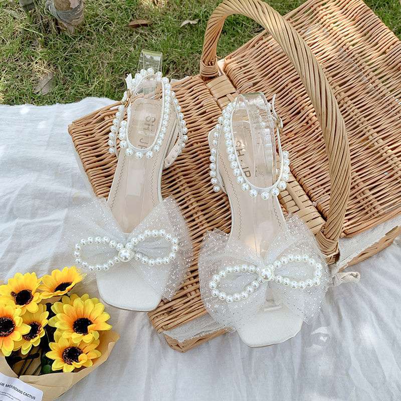 Lace-Up High Heels in Beige | LuxeStyle