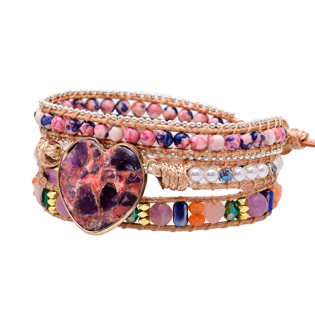 Herzförmiges Armband mit Rain Flower Steinperlen – Bild 4 | LuxeStyle