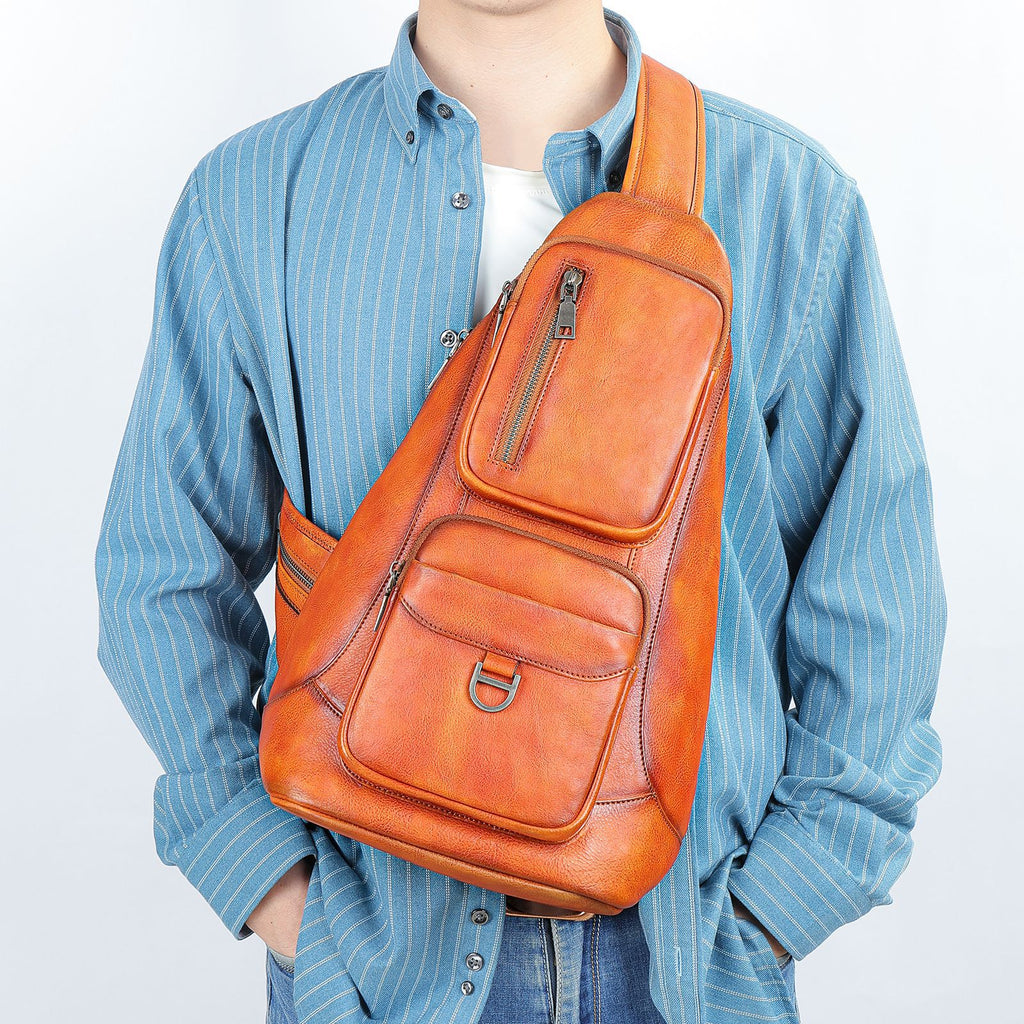 Brusttasche aus Rindsleder, Vintage