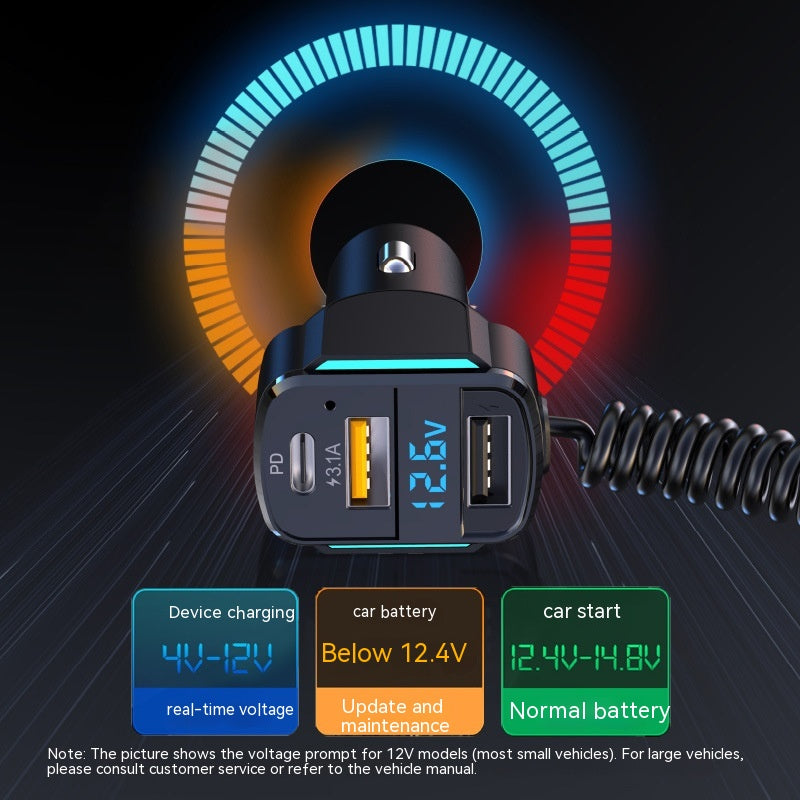 3-in-1 Auto-Ladeadapter mit Federkabel