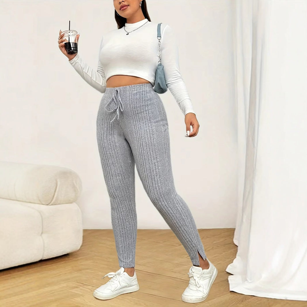 High-Waist Leggings mit Rippstruktur