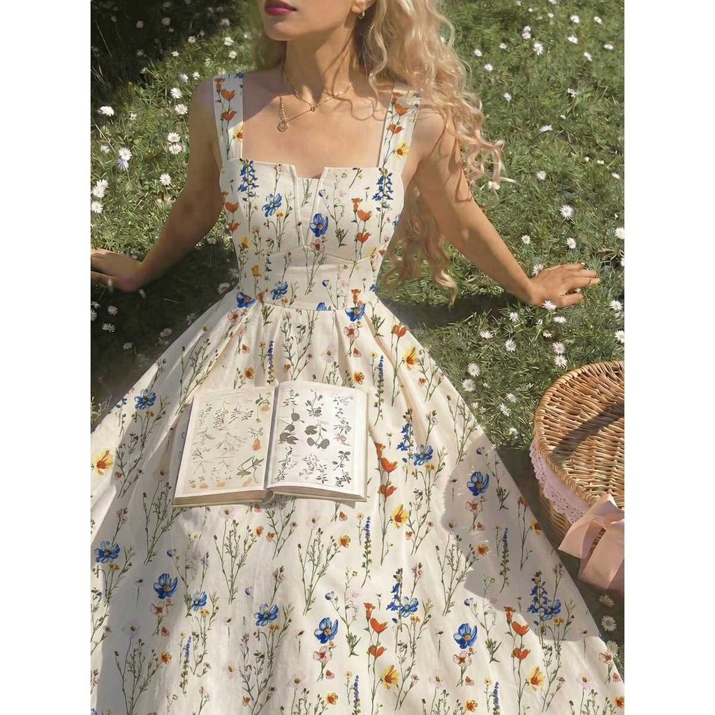 Midikleid mit Zopfmuster und Blumenprint