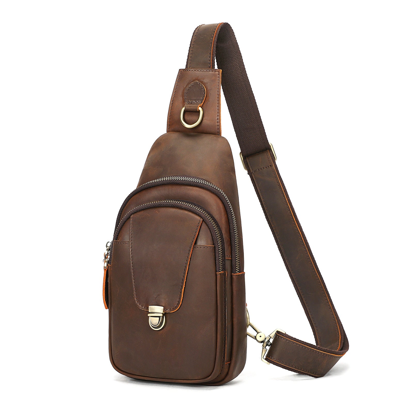 Vintage Crazy Horse Leder Umhängetasche – Ansicht 4