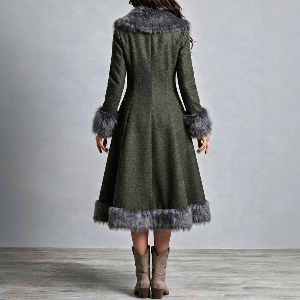 Damenkleid mit Kunstfellkragen – Bild 3 | LuxeStyle