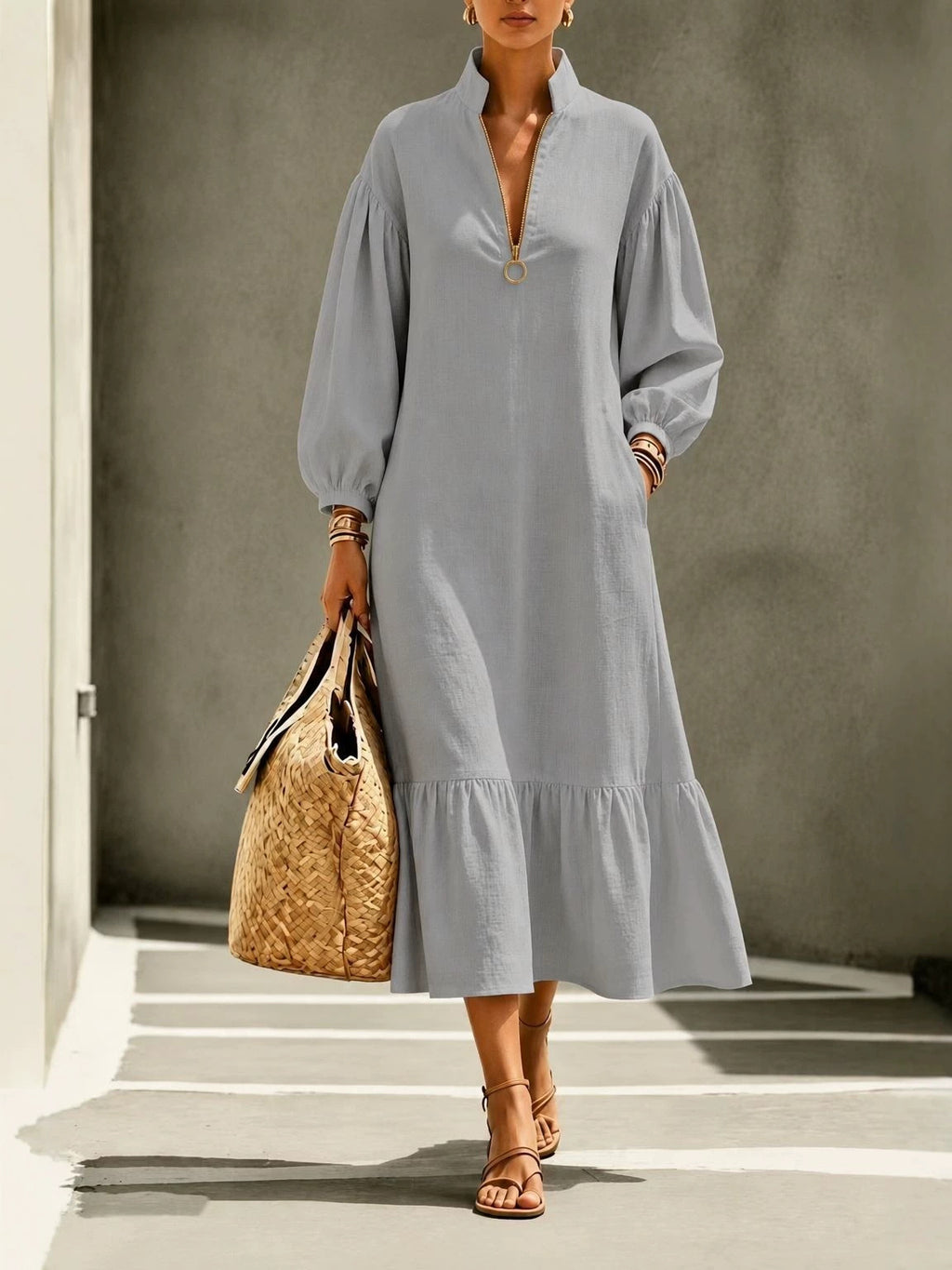 Schlanker Swing-Kleid in Weinrot – Bild 10 | LuxeStyle