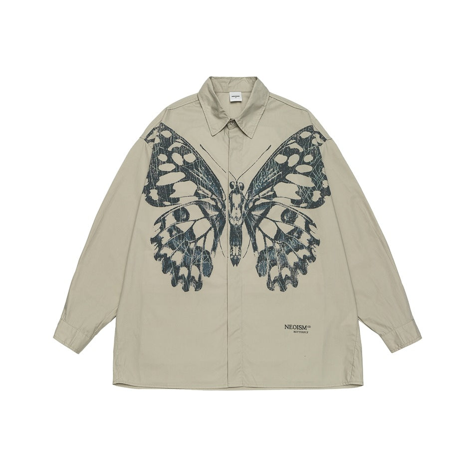 Blaue Arbeitsshirt mit Schmetterlingsmuster – Bild 7 | LuxeStyle