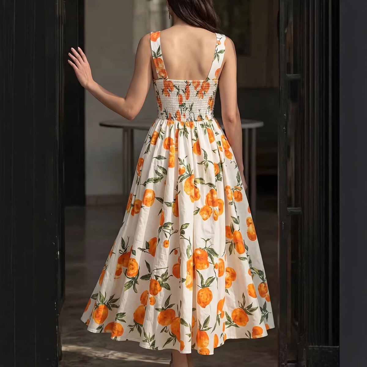 Ärmelloses Maxikleid mit Fruchtmuster | LuxeStyle