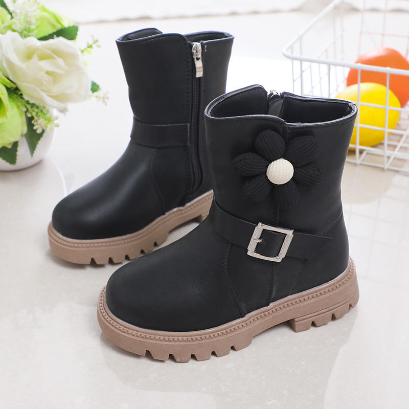 Lederstiefel mit Blumen