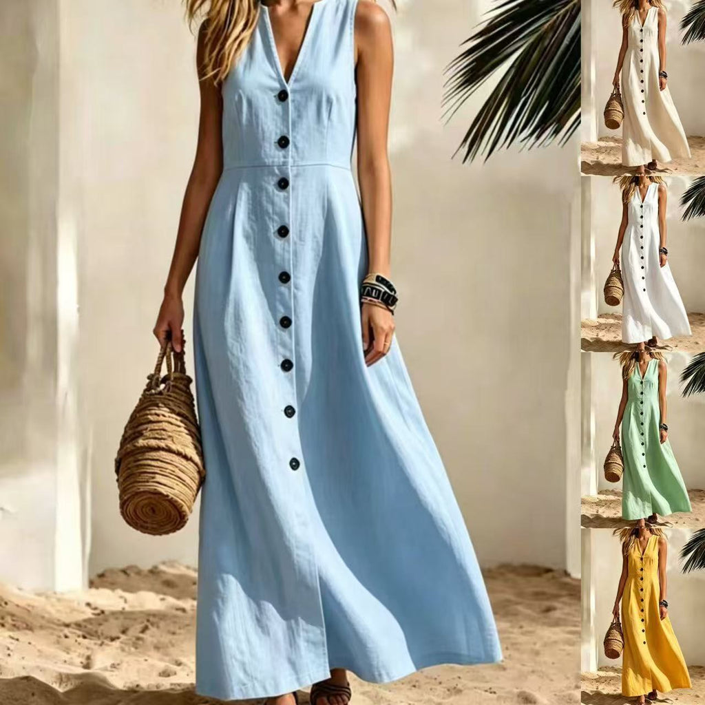 Ärmelloses V-Neck Strickkleid für Damen – Bild 3 | LuxeStyle