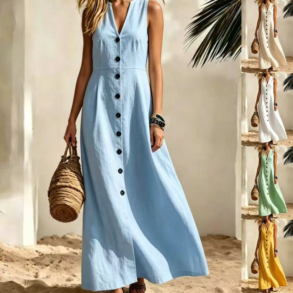 Ärmelloses V-Neck Strickkleid für Damen – Bild 3 | LuxeStyle