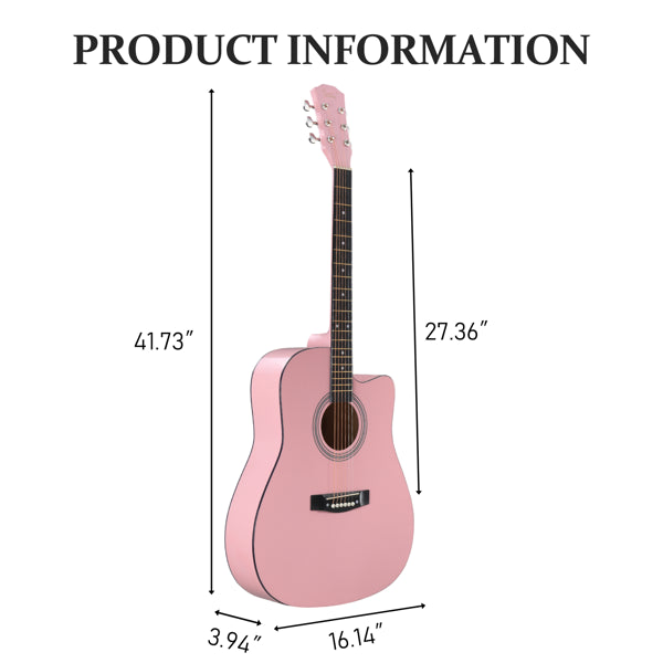 Pink 41-Zoll Dreadnought Akustikgitarre Cutaway