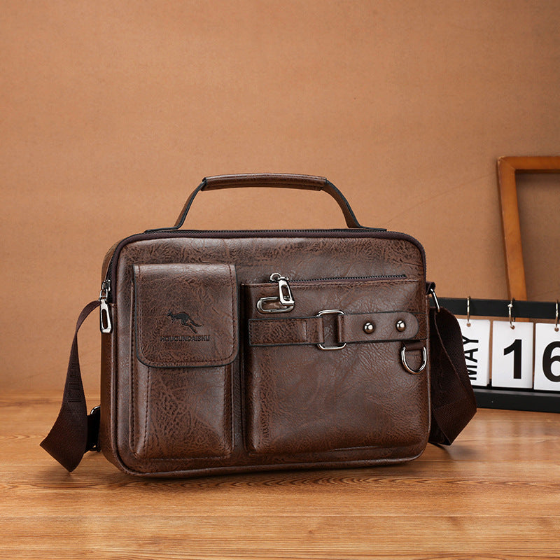 Retro PU Schultertasche Herren Großvolumen
