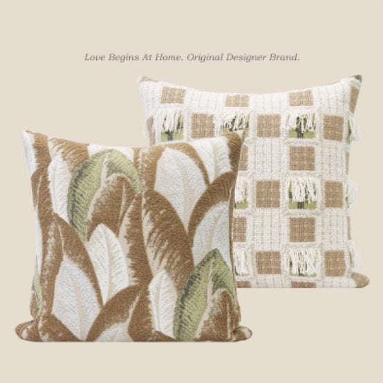 Kissen in Creme mit Pflanzen-Motiv, 45 × 45 cm – Bild 3 | LuxeStyle